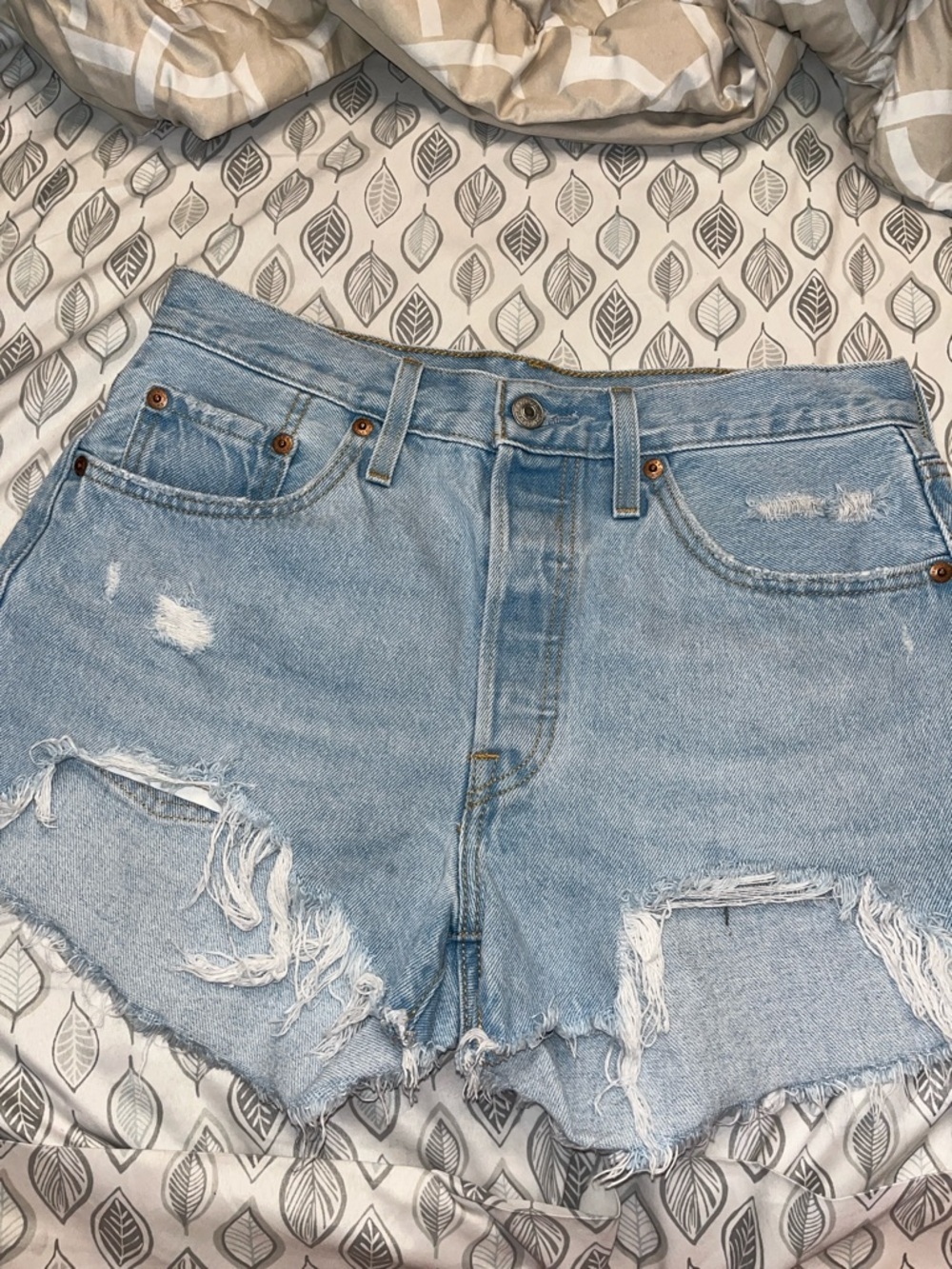 Levi's Light Blue Distressed Denim Cutoff Shorts